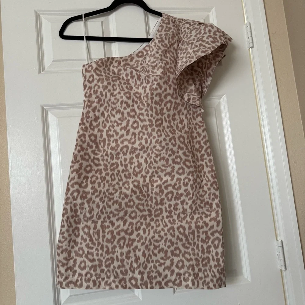 NWT J. Crew One shoulder ruffle dress animal print Size 2